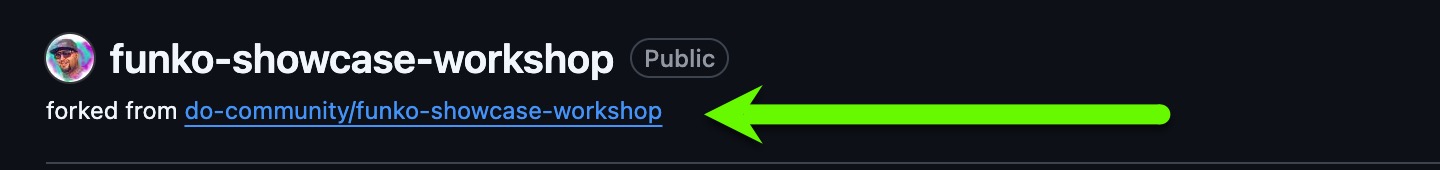 Forked repo message below the repo name on GitHub.